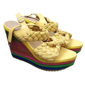 Ruilian Rainbow Platform Wedge Sandals, EU43